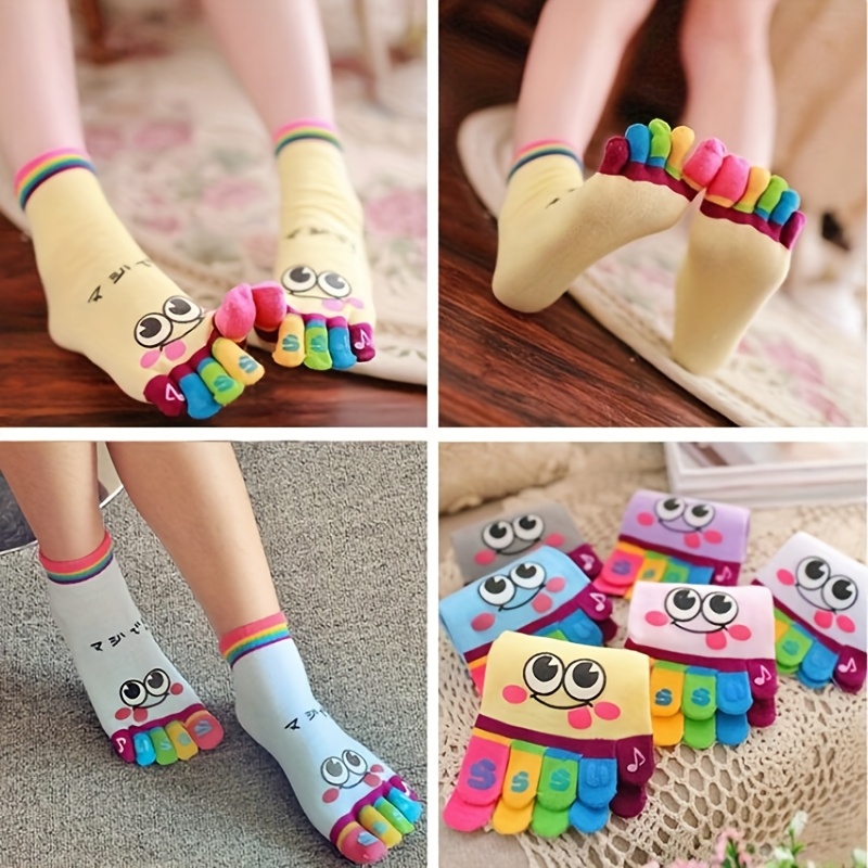 Toe Sock Split - 3pairs//Cartoon printed toe socks//Colorful five toe