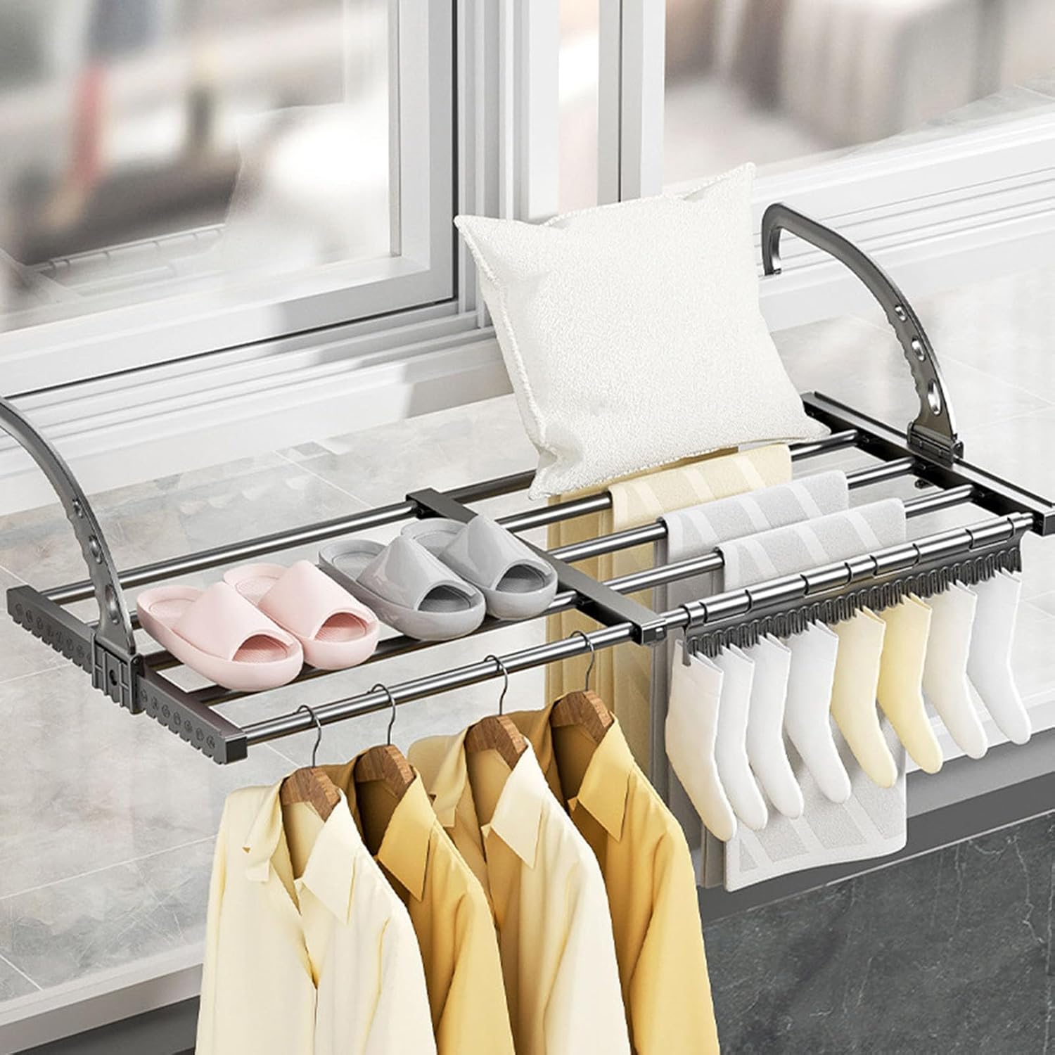 Sock Organizer Tray - Heavy-Duty Foldable Radiator Clothes Drying Airer,