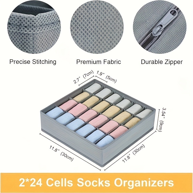2Pcs 24-Compartment Fabric Soc - Sock Organizer Tray recensie en prijs