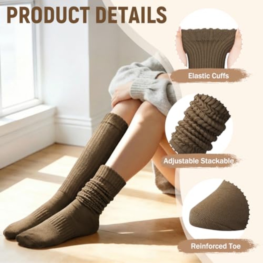 Chalier 5 Pairs Slouchy Socks  - Boot Sock Slouchy recensie en prijs