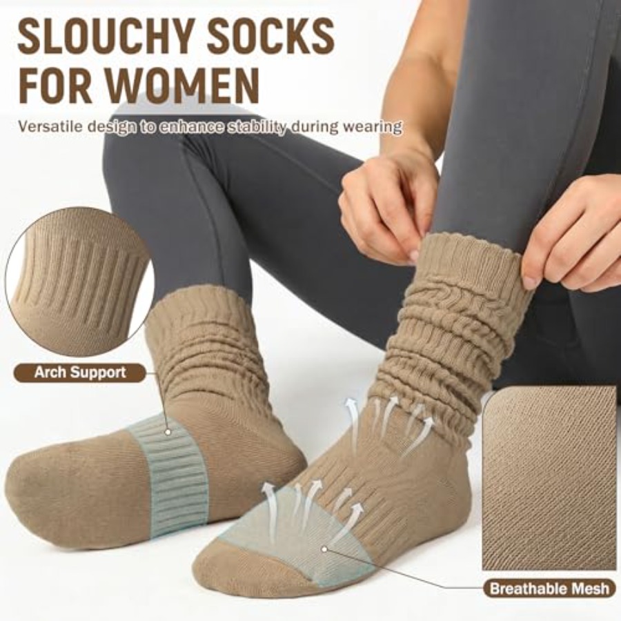 Chalier 5 Pairs Slouchy Socks  - Boot Sock Slouchy recensie en prijs