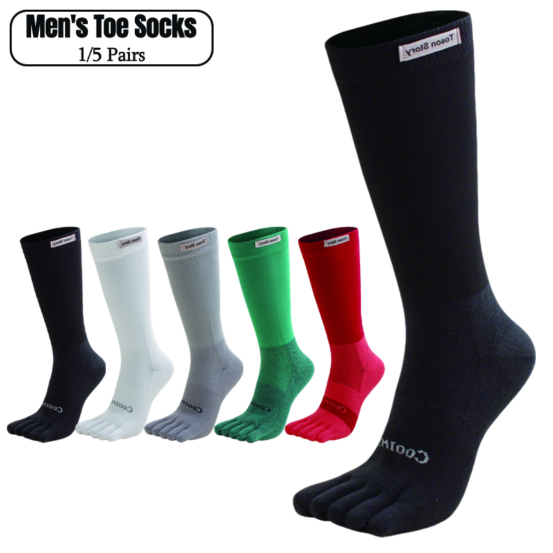 1/5 Pairs Men's High Crew Five - Toe Sock Split recensie en prijs