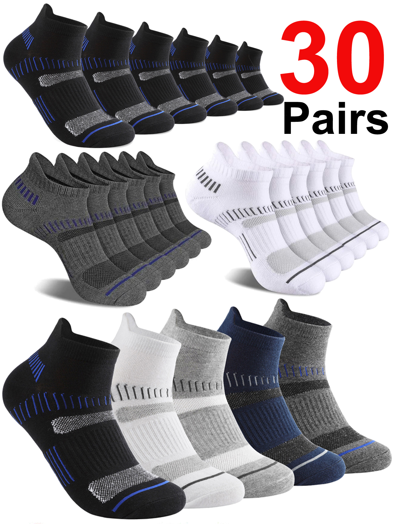 30 Pairs Ankle Socks Men Athle - Ankle Sock Low Cut recensie en prijs