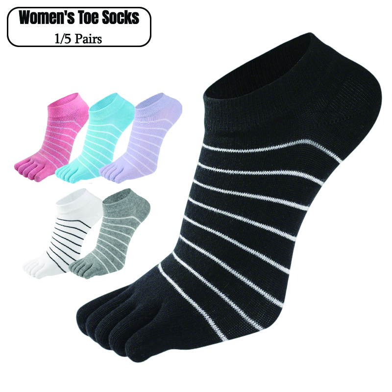 1/5 Pairs Women Striped Five T - Ankle Sock Low Cut recensie en prijs