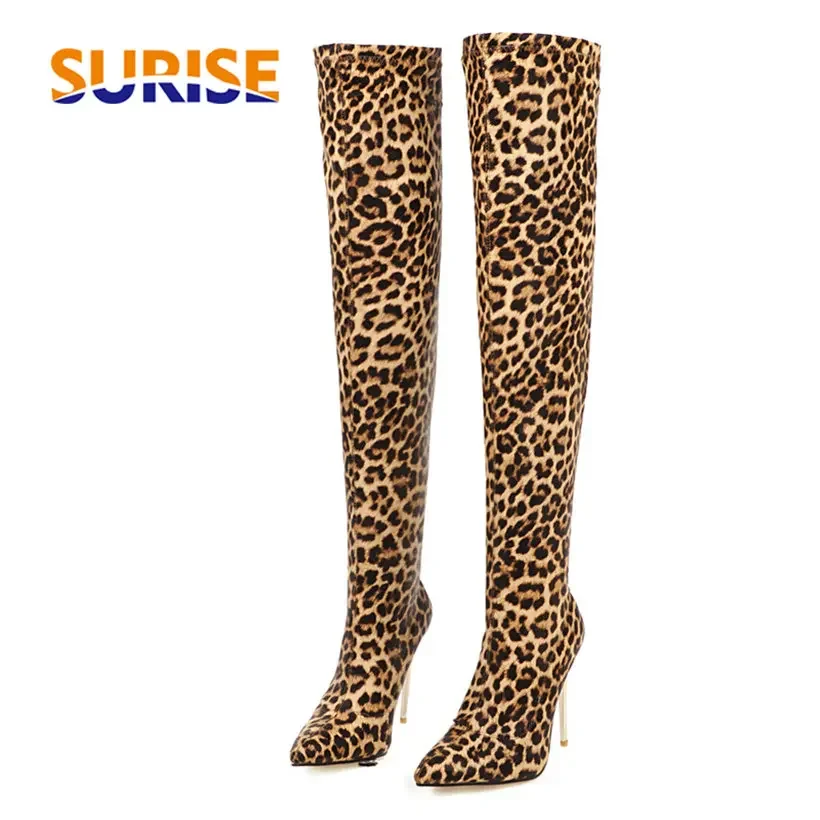 Plus Size Stretch Leopard Over - Knee High Sock Women recensie en prijs