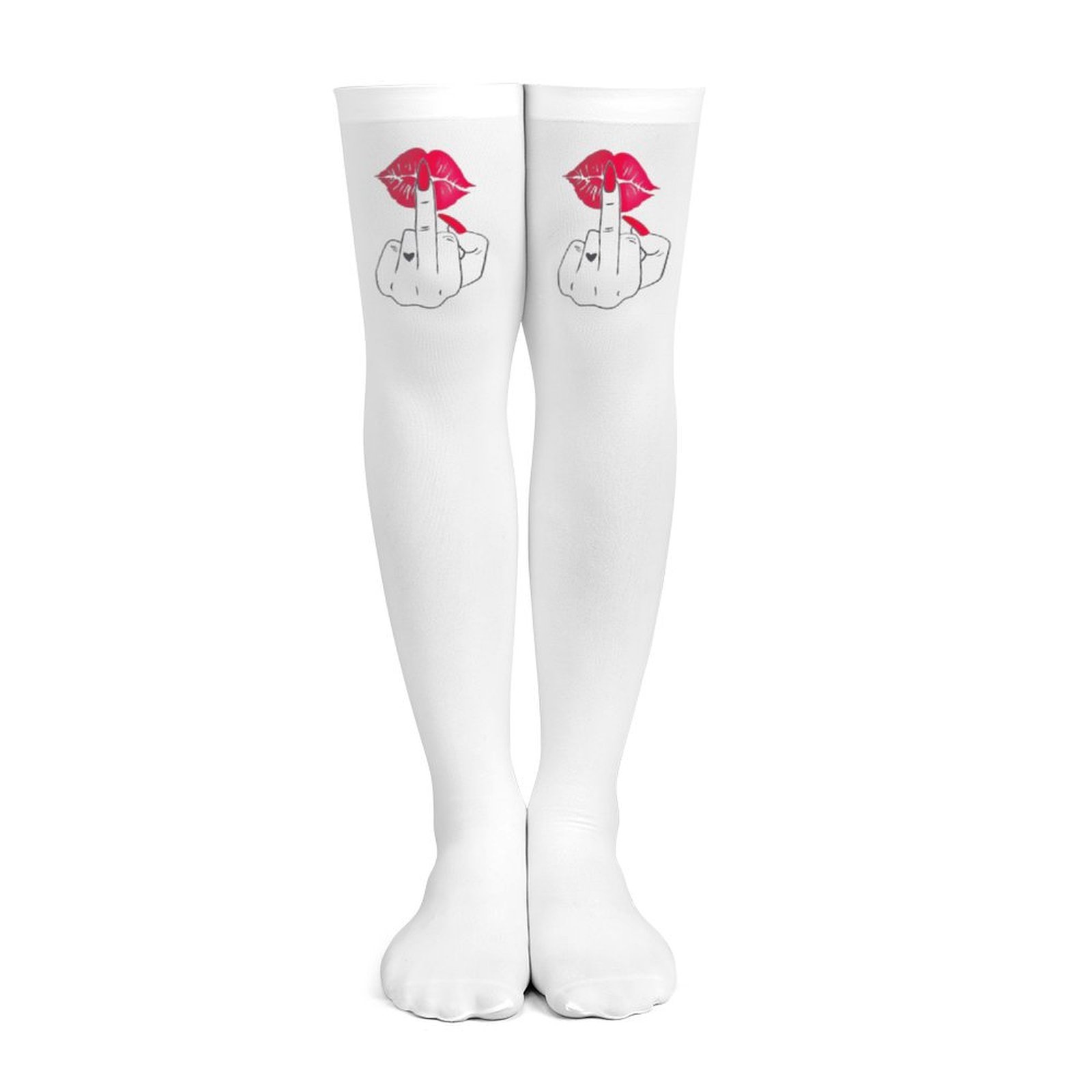 Ladies' white middle finger, r - Knee High Sock Women recensie en prijs