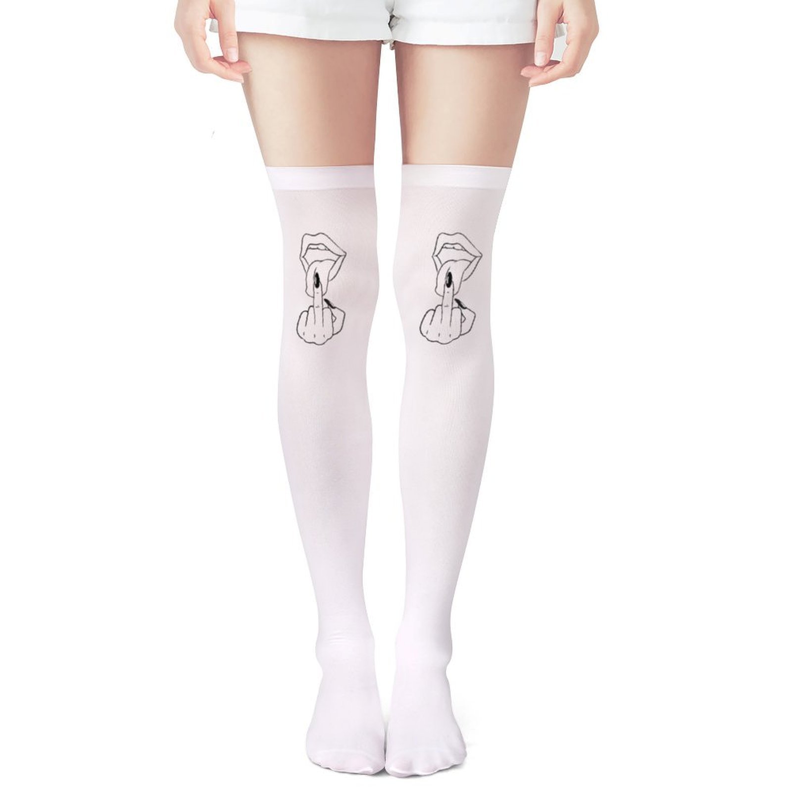 Ladies' white middle finger, r - Knee High Sock Women recensie en prijs