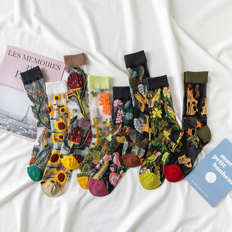 1/4 Pairs Retro Flower Women G - Silk Sock Bamboo recensie en prijs