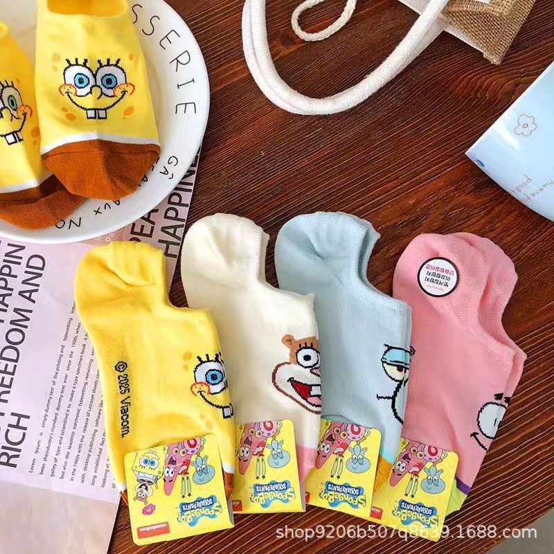 4PCS Hot Cute SpongeBob Square - Invisibility Sock Loafer recensie en prijs