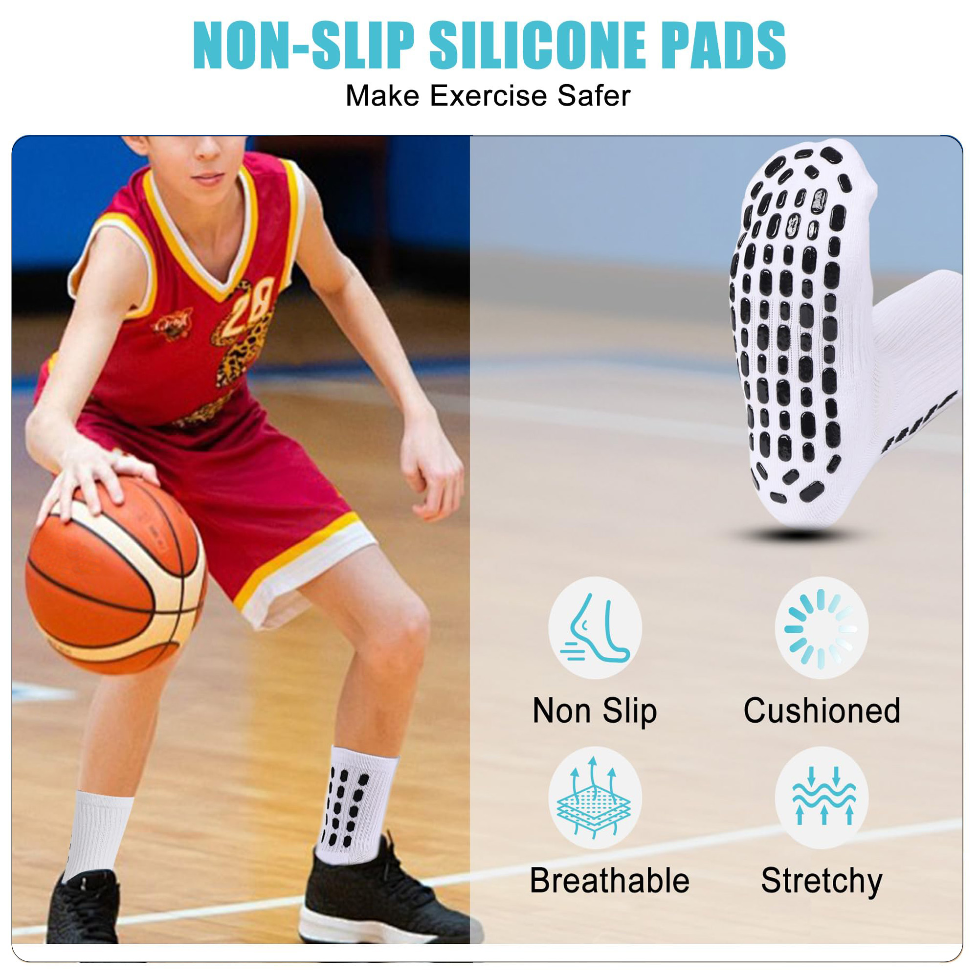 4/8Pairs Kids Grip Soccer Sock - Athletic Sock Cushion recensie en prijs