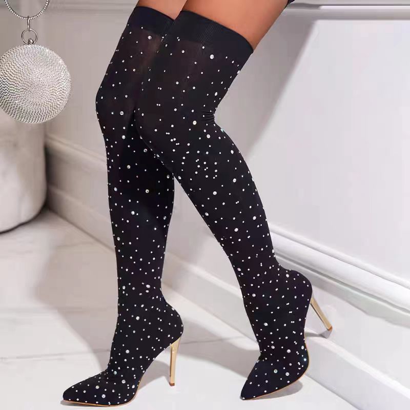 Rhinestone Slim Leg Stretch So - Knee High Sock Women recensie en prijs