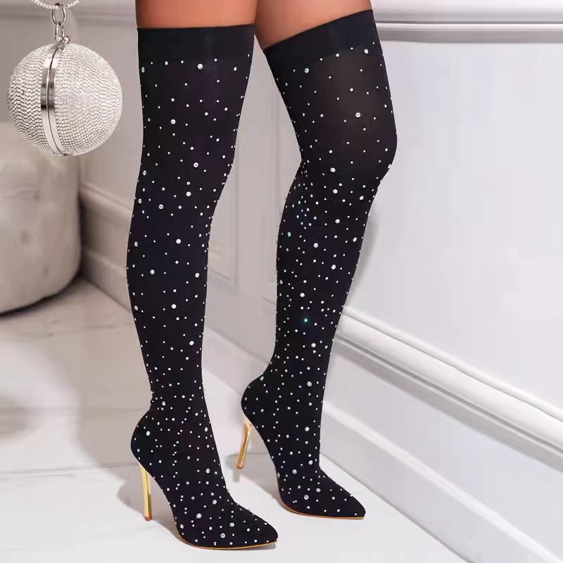 Rhinestone Slim Leg Stretch So - Knee High Sock Women recensie en prijs