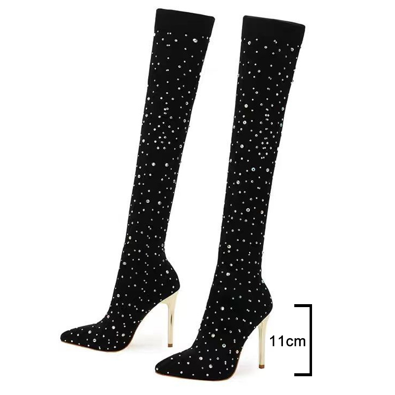 Rhinestone Slim Leg Stretch So - Knee High Sock Women recensie en prijs