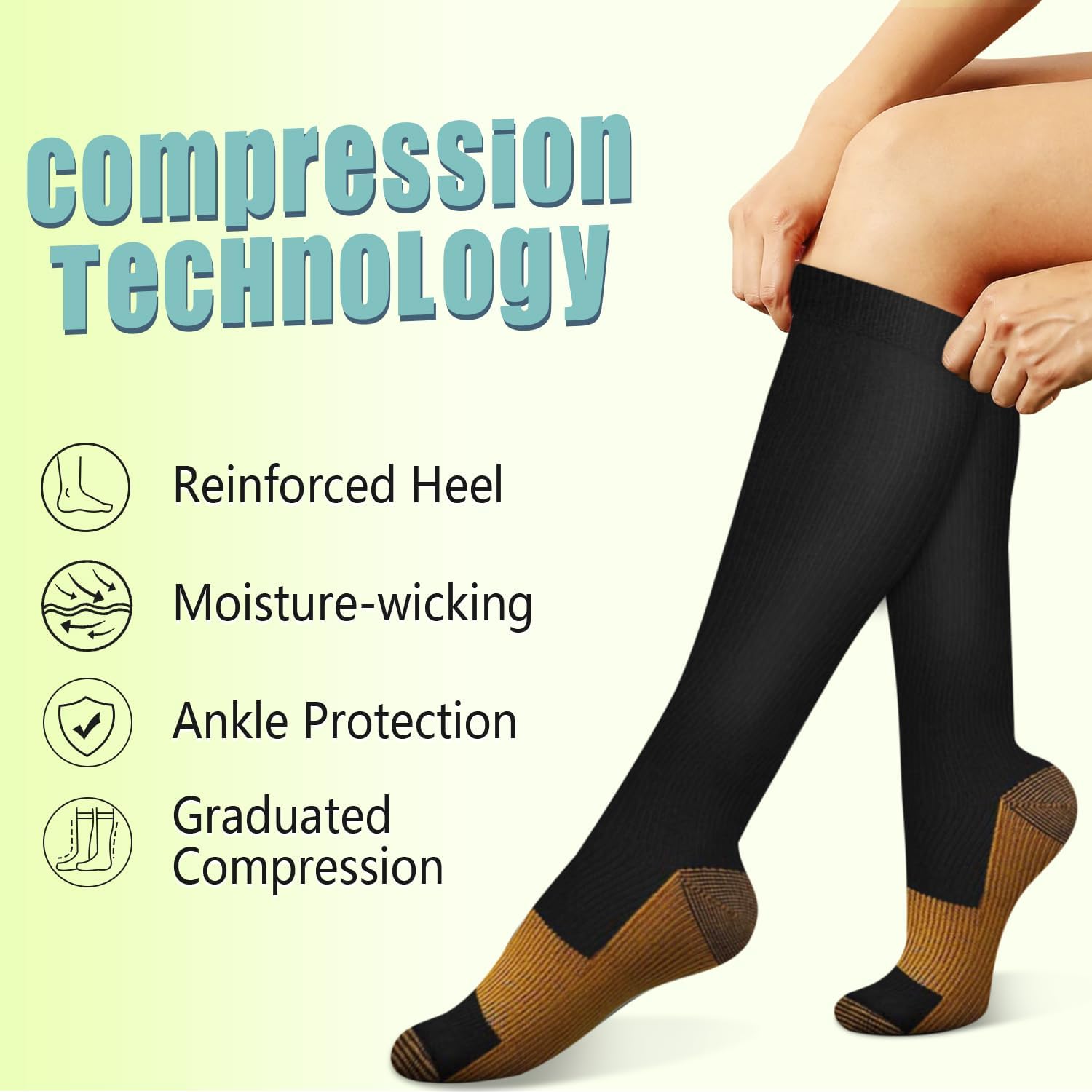 6 Pairs Solid Color Copper Com - Compression Sock Medical recensie en prijs