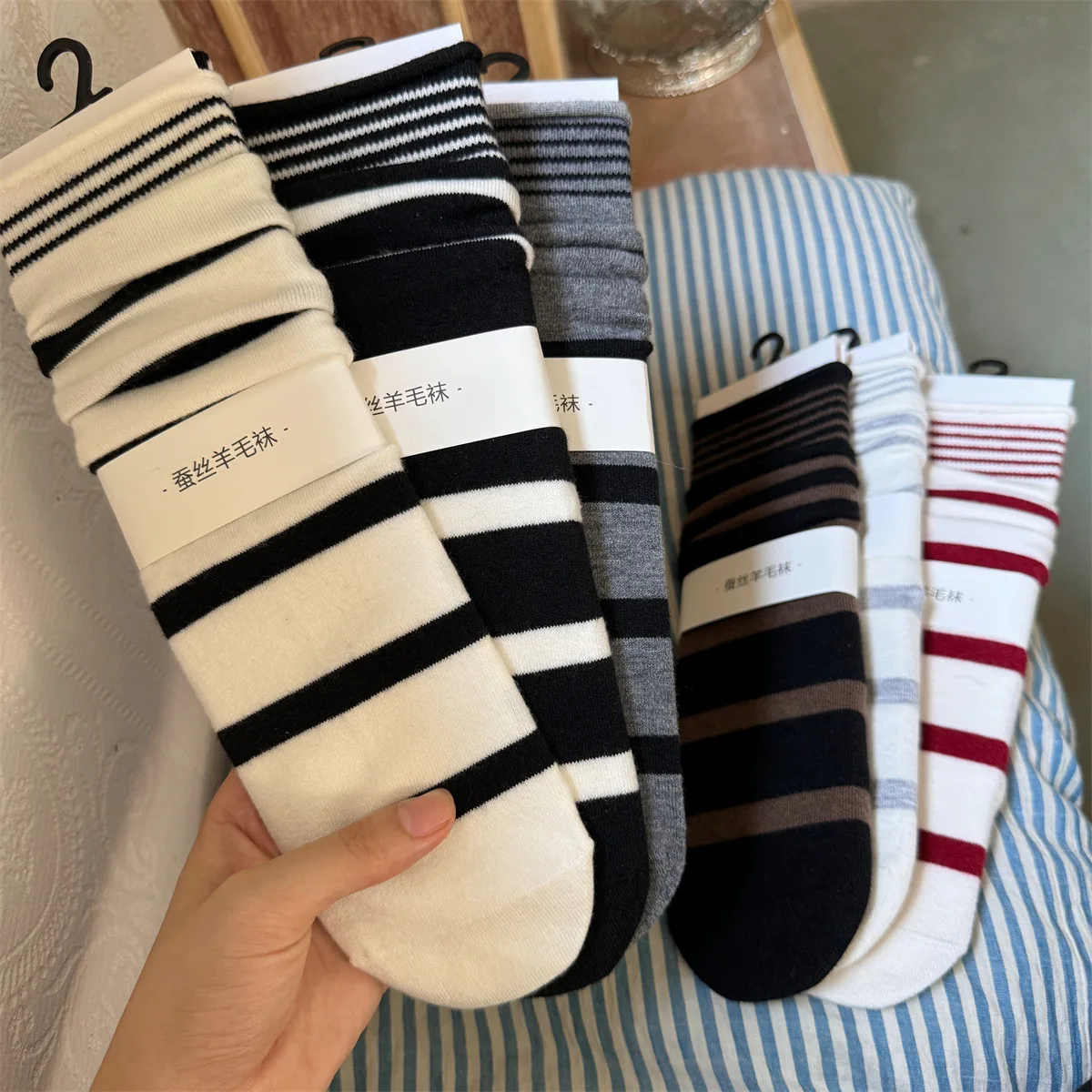Korean Winter Striped Wool Sil - Silk Sock Bamboo recensie en prijs