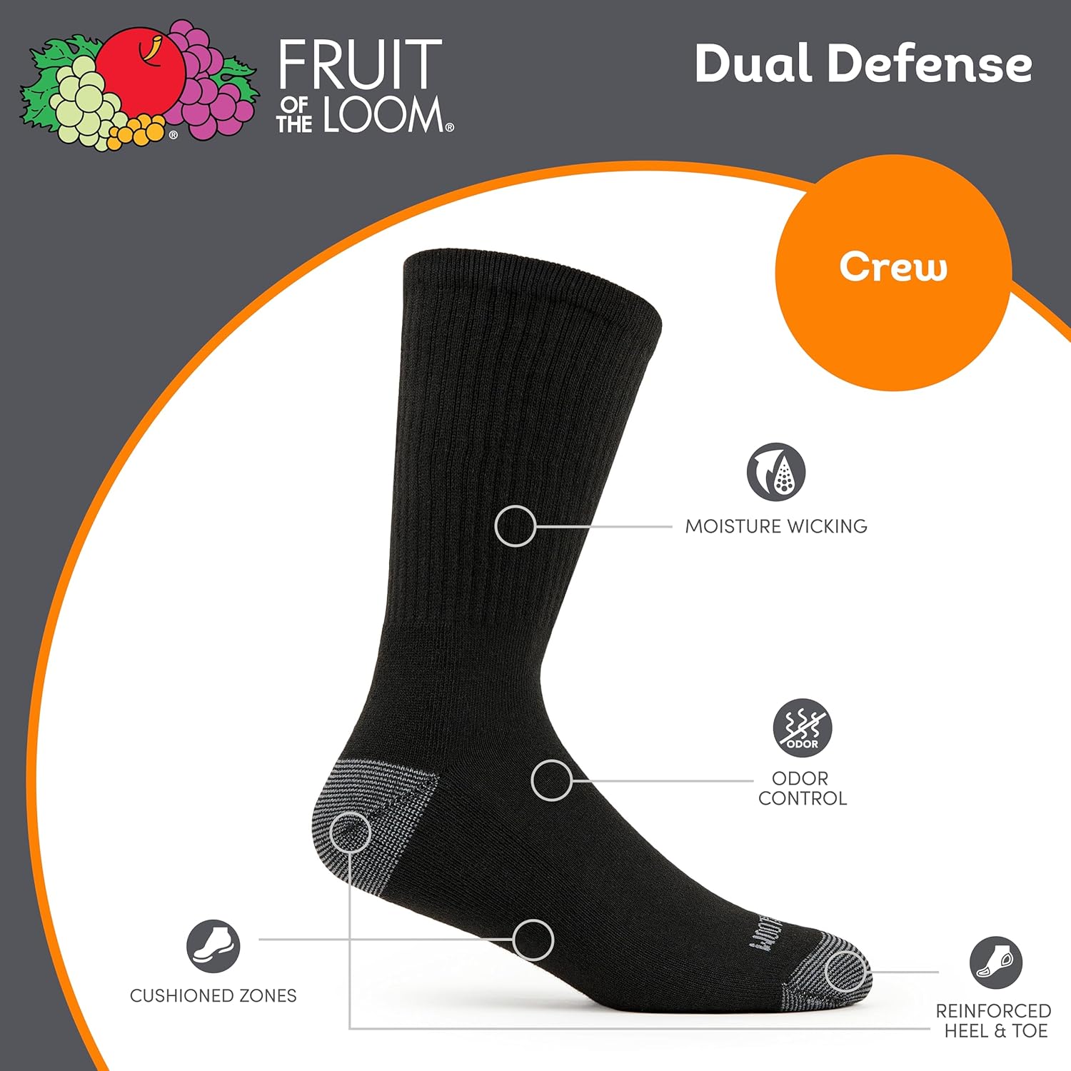 Men's Dual Defense Crew Socks  - Cotton Crew Sock Pack recensie en prijs