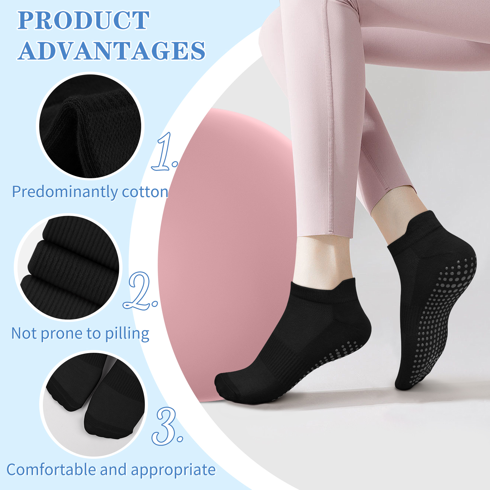 3 Pairs Yoga Socks Women Cotto - Grip Sock Yoga recensie en prijs