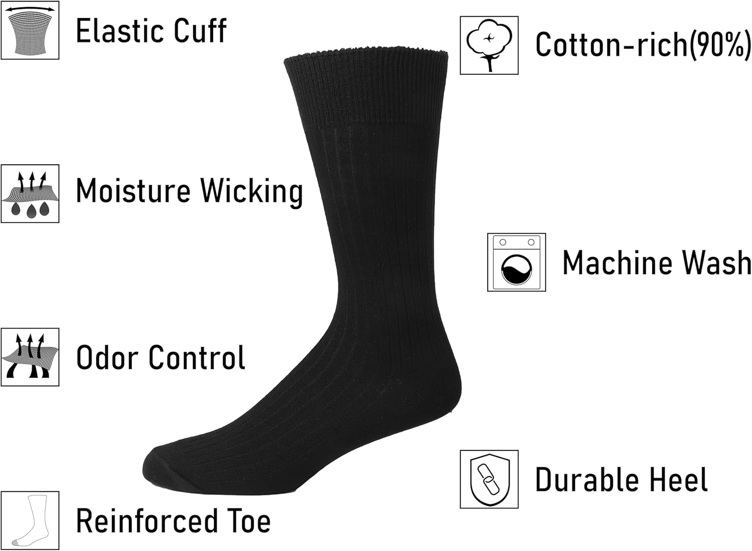 Men Dress Socks 5-Pack Plain R - Cotton Crew Sock Pack recensie en prijs